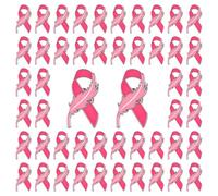 WANDIC 50 PCS Pins Octobre Rose, Broche Octobre Rose Sensibilisation au Cancer du Sein en Forme de Ruban et Plumes pour Bijoux en Émail Femme Survivant
