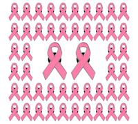 WANDIC 50 PCS Pin's Octobre Rose, Broche Octobre Ruban Rose de Sensibilisation au Cancer du Sein Épingles avec Bouchons en Silicone pour L'Événement Caritatif de Santé de la Femme