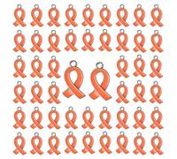 WANDIC 50 pièces Pendentifs Ruban Orange, Cancer du Rein, Sclérose en Plaque, Gun Violence Leukemia Hope Awareness Alliage Sensibilisation Charms de Ruban pour la Fabrication de Bijoux