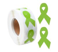 WANDIC 500pcs autocollants ruban vert pour sensibiliser à l'espoir, la paralysie cérébrale, le cancer du foie, la santé mentale, le contrôle des armes à feu.