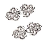 WANDIC Attaches pour Fermoir de Cape, 2 Paires de Fermetures à Capuchon pour Fleurs avec Tourbillon, Agrafe à Coudre sur Les Crochets et Les Yeux, Argent