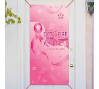 WANDIC Bannières à Ruban Bannière du Ruban Rose d'octobre Sensibilisation au Cancer du Sein Décorations 185 * 90cm Images Textes Personnalisés,pour Partis, Activités de Soutien Social