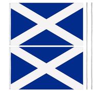WANDIC Drapeau de l'Écosse, 2 bannières nationales écossaises en polyester de 90 x 150 cm et cordes blanches de 1 m, drapeau imprimé double face pour la fête nationale écossaise