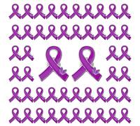 WANDIC Epingles à Ruban Violet avec Papillon, 50 épingles à Revers en Ruban argenté pour la Sensibilisation à la Violence Domestique, à la maladie d'Alzheimer et au Cancer de Parkinson