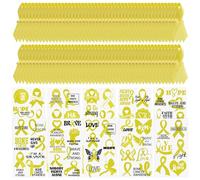 WANDIC Kit de sensibilisation à ruban jaune, 100 épingles à ruban, 10 feuilles de tatouage temporaire pour sarcome ou cancer des os pour activités d'intérêt public