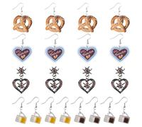 WANDIC Lot de 10 accessoires pour fête de la bière pour femme - 5 accessoires pour fête de la bière - Oktoberfest Ohrringe Deko & Bier Geschenk