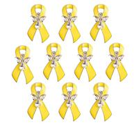 WANDIC Lot de 10 broches en forme de ruban jaune en métal avec diamant pour la sensibilisation au cancer de la vessie et au cancer des os, Métal