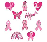 WANDIC Lot de 10 broches en forme de ruban rose pour la sensibilisation au cancer du sein - Bijoux en émail - Cadeau pour femme