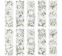 WANDIC Lot de 10 feuilles d'autocollants de transfert à frotter, motif floral blanc rétro pour bricolage, scrapbooking, albums photo, meubles, 30 x 10 cm
