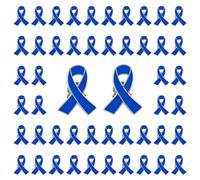 WANDIC Lot de 100 broches en forme de ruban bleu pour la sensibilisation au cancer du côlon, de la prostate et de l'espoir en émail pour homme ou femme