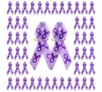 WANDIC Lot de 100 Broches en Ruban de Satin Violet pour Sensibilisation à la maladie d'Alzheimer, à la Violence Domestique, au Lupus, au Cancer du pancréas, pour Homme ou Femme