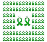 WANDIC Lot de 100 pendentifs en Forme de Ruban Vert en Alliage pour la Sensibilisation à la santé mentale, Cancer du Foie, Sensibilisation à l'environnement Breloques pour la Fabrication de Bijoux