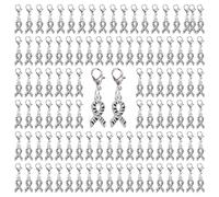 WANDIC Lot de 100 pendentifs en forme de ruban zèbre noir et blanc, breloques en métal pour jour de maladie rare avec pince de homard pour événements caritatifs, événements quotidiens