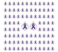 WANDIC Lot de 100 pendentifs ronds en forme de ruban violet pour sensibilisation à la maladie d'Alzheimer et à la violence domestique