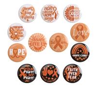 WANDIC Lot de 12 broches à ruban orange pour sensibilisation à la leucémie et au cancer du rein pour campagne caritative publique, Fer