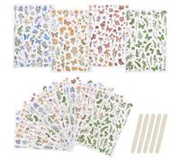 WANDIC Lot de 16 Feuilles d'autocollants de Transfert à frotter, 4 Styles de Papillons et de Fleurs, Autocollants Bleus, Jaunes, Roses, Verts pour Scrapbooking, Journal Intime