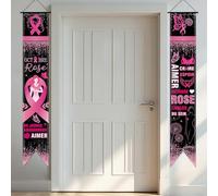 WANDIC Lot de 2 bannières en polyester rose de 180 x 30 cm pour la sensibilisation au cancer du sein - Bannière murale à suspendre pour événement caritatif, décoration intérieure et extérieure