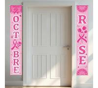 WANDIC Lot de 2 bannières en polyester rose de 180 x 30 cm pour sensibilisation au cancer du sein, motif fleur, papillon, décoration murale pour événements caritatifs, décoration intérieure et