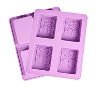 WANDIC Lot de 2 moules à Savon rectangulaires en Silicone pour Fabrication de Savon - Motif Arbre de Vie - 4 cavités