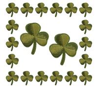 WANDIC Lot de 20 autocollants thermocollants en forme de trèfle à quatre feuilles pour décoration de la Saint-Patrick