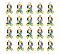 WANDIC Lot de 20 breloques pour sensibilisation à l'autisme avec anneaux semi-ouverts, motif puzzle pour colliers, porte-clés, bracelets
