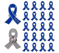 WANDIC Lot de 20 broches bleues de sensibilisation au cancer du côlon de la prostate avec boucle papillon - Badges stables en métal - Texte de foi - Pour patients - Pour événements quotidiens