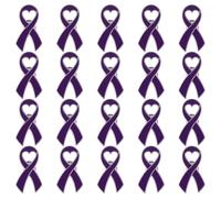 WANDIC Lot de 20 Broches en Forme de cœur en Forme de Ruban Violet en Forme de cœur pour la Violence Domestique la maladie d'Alzheimer la Sensibilisation au Cancer du pancréas l'épingles à Bijoux