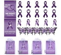 WANDIC Lot de 20 broches en forme de ruban violet de styles mixtes pour sensibilisation à la maladie d'Alzheimer - Pour funérailles, deuil, deuil, souvenir