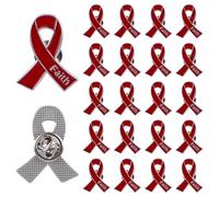 WANDIC Lot de 20 broches rouges de sensibilisation au sida et aux maladies cardiaques avec boucle papillon en métal pour événements quotidiens