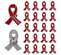WANDIC Lot de 20 broches rouges pour sensibilisation au sida et aux maladies cardiaques avec boucle papillon en métal pour usage quotidien