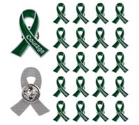 WANDIC Lot de 20 broches vertes pour sensibilisation au cancer du foie et à la transplantation d'organes avec boucle papillon en métal - Motif courage