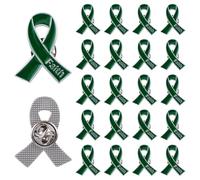 WANDIC Lot de 20 broches vertes pour transplantation d'organes du cancer du foie et de la santé mentale avec boucle papillon stable en métal pour événements quotidiens