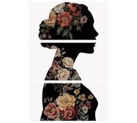 WANDIC Lot de 3 feuilles d'autocollants vintage à frotter, silhouette féminine, grand autocollant imperméable pour meubles en bois, fenêtre, scrapbooking, 15 x 30 cm