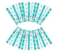 WANDIC Lot de 30 bracelets en ruban turquoise, 5 styles en polyester à ajustement unique pour la sensibilisation au cancer cervical - Bracelets de soutien pour collecte de fonds lors d'événements
