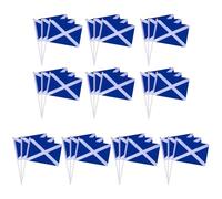 WANDIC Lot de 30 drapeaux écossais à main, 21 x 13,7 cm, drapeau national écossais avec 30 mini mâts blancs pour la Saint-André et les fêtes de football