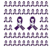 WANDIC Lot de 50 badges en ruban violet avec colombe, maladie d'Alzheimer, sensibilisation à la violence domestique, broches commémoratives dans Forever in Our Hearts pour funérailles deuil