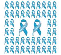 WANDIC Lot de 50 broches en forme de ruban bleu pour sensibilisation au cancer de la prostate et au cancer du côlon en émail pour activités de bienfaisance sociale