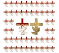 WANDIC Lot de 50 broches en métal avec ruban rouge - 2,7 x 3,5 cm Colombe de paix éternelle dans nos cœurs Sensibilisation au sida et aux maladies cardiaques pour décoration d'événement