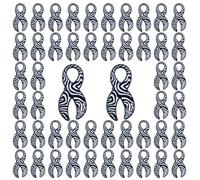 WANDIC Lot de 50 broches en métal avec ruban zèbre noir et blanc pour sensibilisation aux maladies rares et aux carcinoïdes pour événements caritatifs au quotidien