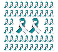 WANDIC Lot de 50 broches en ruban de sensibilisation au cancer du col de l'utérus - Badges de soutien au cancer de l'ovaire pour collecte de fonds, 50, Métal, Pas de gemme