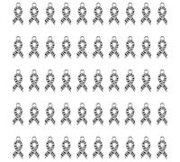 WANDIC Lot de 50 pendentifs en forme de ruban zèbre noir et blanc, breloques en métal pour la sensibilisation aux maladies rares et aux carcinoïdes pour événements caritatifs, usage quotidien