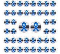 WANDIC Lot de 50 perles en forme de ruban bleu pour la lutte contre le cancer du côlon - Perles décoratives pour bracelet, collier, boucles d'oreilles, loisirs créatifs