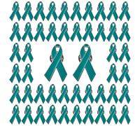 WANDIC Lot de 50 pin's Bleu Sarcelle et Vert, 3 x 1,8 cm, Ruban de Sensibilisation aux agressions sexuelles et au Cancer du Foie, Broches d'espoir pour décorations, activités bénéfiques publiques
