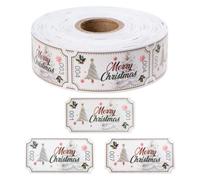 WANDIC Lot de 500 feuilles de jetons de Noël en papier prédécoupés, tickets de Noël 5 x 2,5 cm, tickets en papier prédécoupés, tickets de tombola en papier, rouleau de sucre d'orge de Noël sans sucre