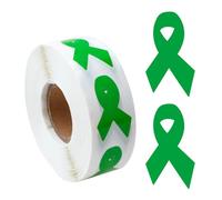 WANDIC Lot de 500 rouleaux d'étiquettes autocollantes en forme de ruban vert pour espoir, paralysie cérébrale, cancer du foie, santé mentale, contrôle des armes à feu