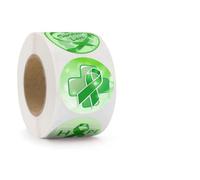 WANDIC Lot de 500 Rubans Autocollants Verts pour Sensibilisation au Cancer et à l'espoir, pour Emballage de Lettres de Cadeau d'événement, 8 Motifs