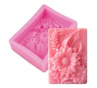 WANDIC Moule en Silicone pour Savon, 1 Pièce Rectangulaire Moule en Motif De Fleur Tournesol Moule à Savon pour DIY Savon Artisanal Décorer