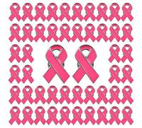 WANDIC Octobre Rose 50 pièces Épingles à Ruban Rose, Badge de Sensibilisation au Cancer du Sein 0.98x0.79 pouces, Broches Gratuites pour la Sensibilisation à la Santé des Femmes