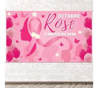 WANDIC Octobre Rose Personnalisée Bannière du Ruban de Sensibilisation au Cancer du Sein Bannière d'arrière Plan de 90 * 150cm, pour la Décoration d'événements