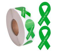WANDIC Ruban vert, 500 autocollants en forme de ruban "Forever in Our Hearts" pour la paralysie cérébrale, le cancer du foie et la santé mentale.